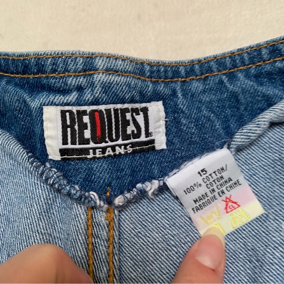 Vintage Y2K Request Jeans 100% Cotton Denim Jean Mini Shorts Size 15 Waist 34” - Picture 3 of 3